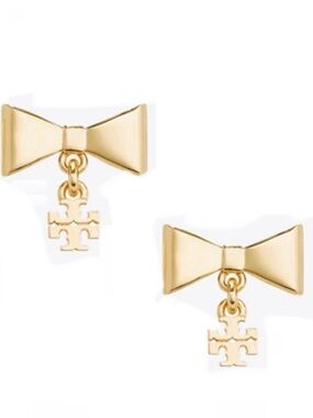 TORY BURCH ⭐️ CURIOUSITY SMALL GOLD BOW EARRINGS 🎀